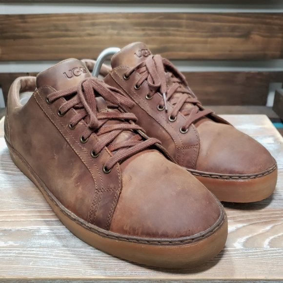 UGG Other - UGG Kolman Sneaker Mens Sz 11.5 Brown Oiled Distressed Leather Gum Midsole Shoe
